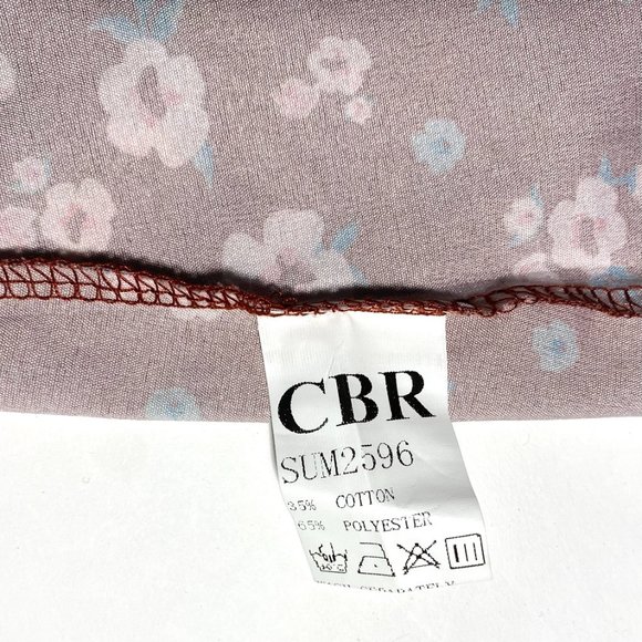 Cbr Burgundy Floral Print Back Zip Side Split Sleeveless Dress Women Size L - Picture 9 of 12